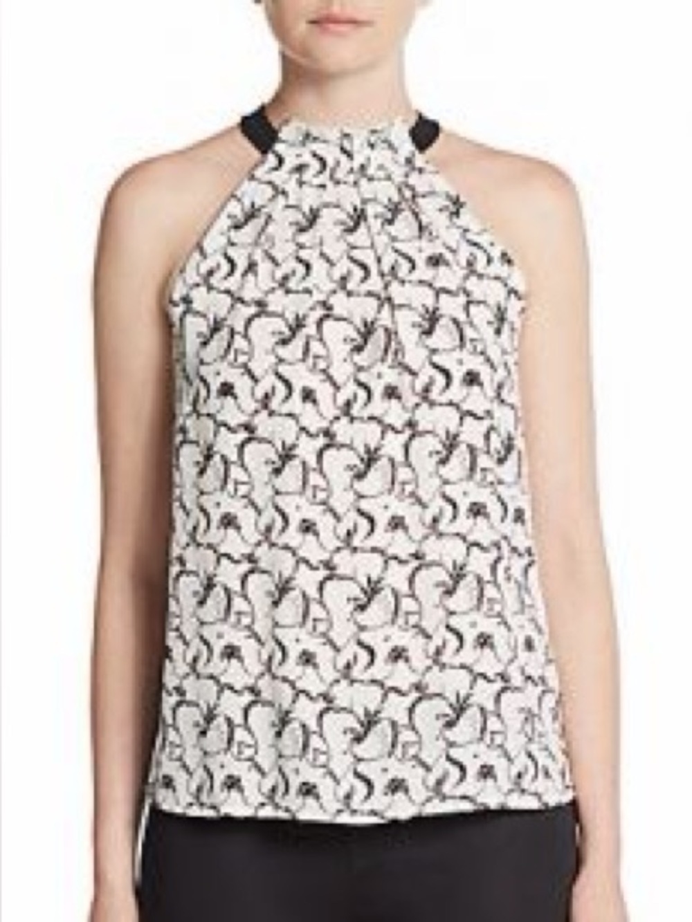 A.L.C. Mari print silk halter top (122)